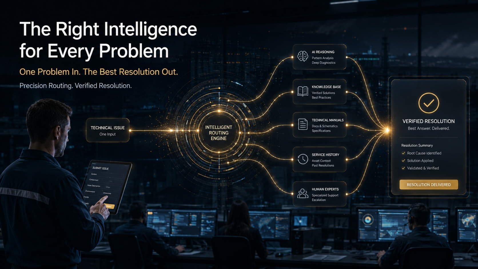 ForgeResolve AI intelligent routing and verified resolution system